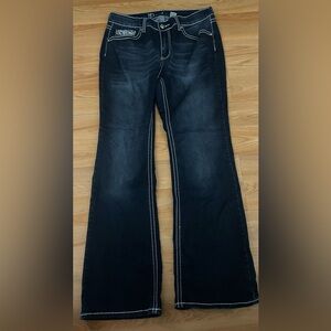 ND Weekend Flared Dark Wash Denim Jeans Size 14 with Embossed Pockets